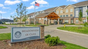 Meadowview Clive Entrance at Meadowview Independent Living Assisted Living, Clive IA