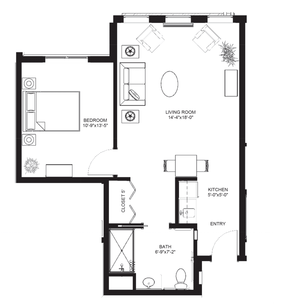 Mem 1 Bedroom A Floor Plan Mvc 4